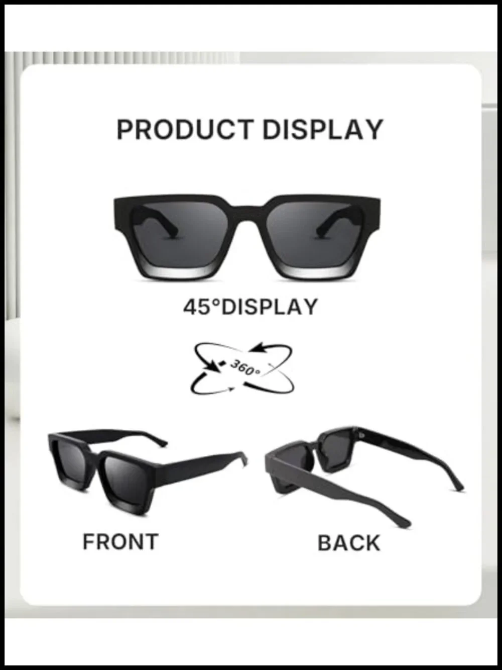 Square Sunglasses with Thick Frame UV Protection for Unisex